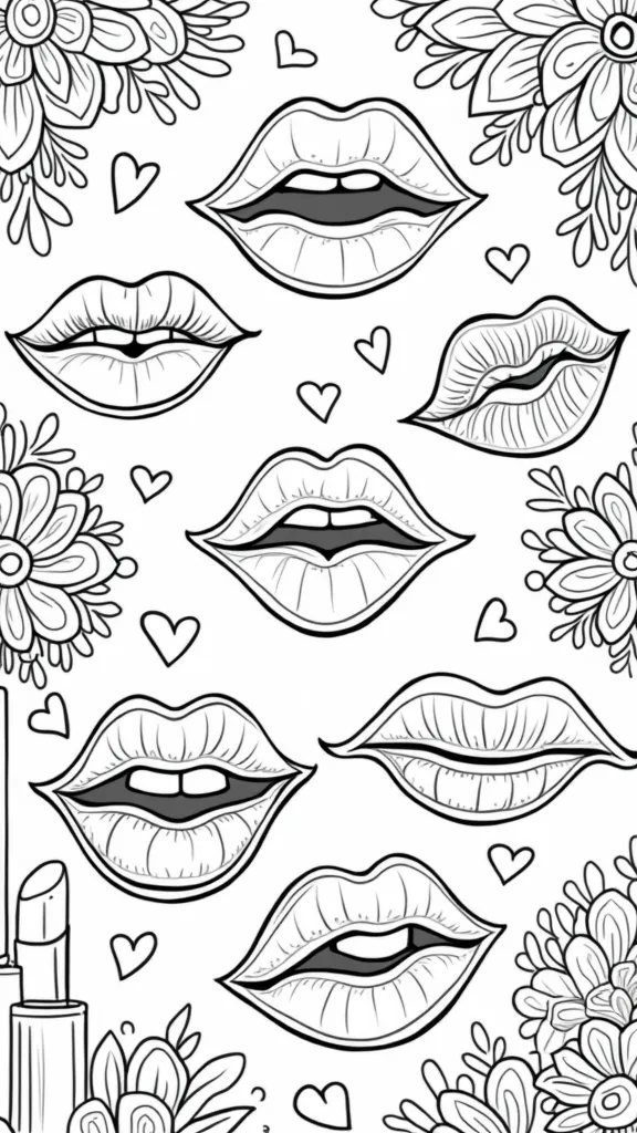 lip coloring page